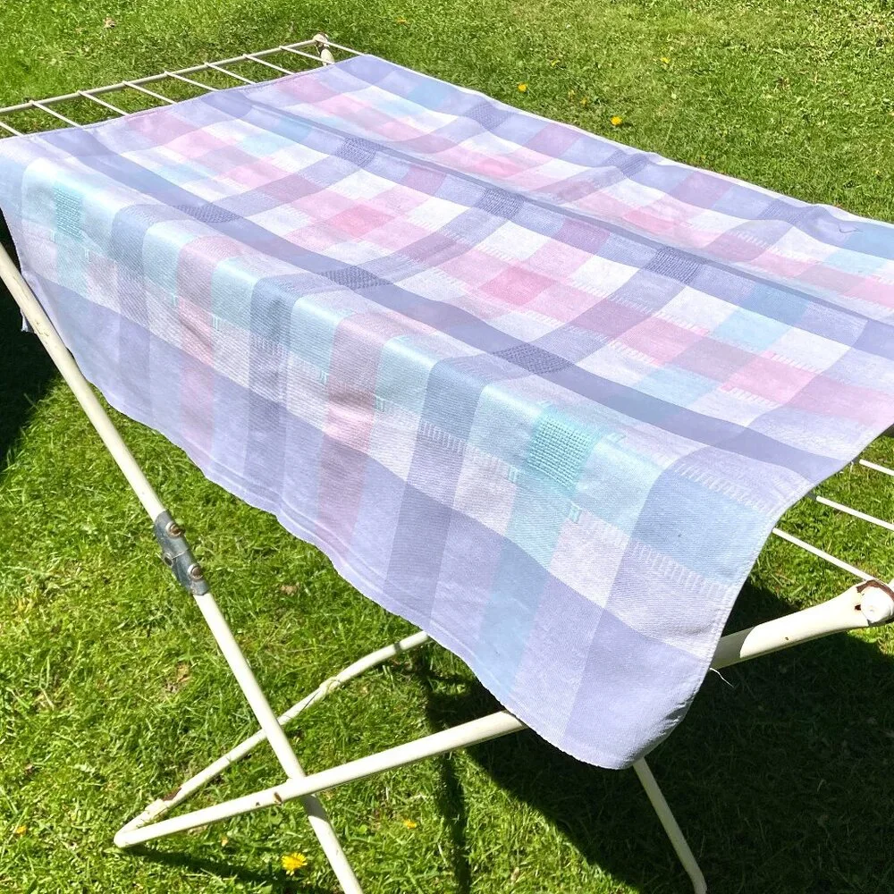 Pastel Plaid 100% Cotton Square-ish Tablecloth